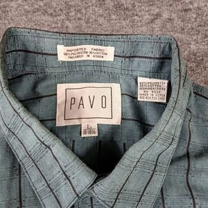 Pavo Product Type Mens L Teal Blue Striped Button-down EUC
